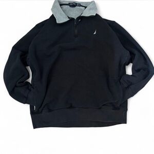 Nautica Black Sweatshirt with Gray Collar